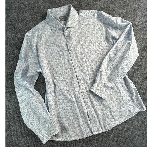 Michael Kors Other - Michael Kors Men's XL Slim Fit Untucked Button Front Shirt Blue Print